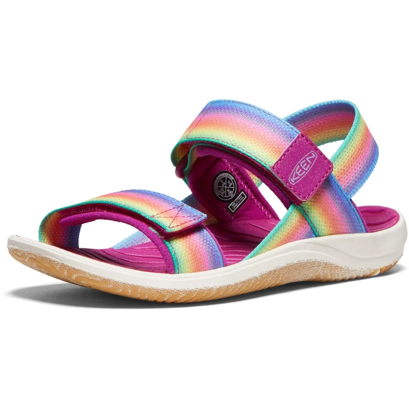 KEEN Unisex-Child Elle Backstrap Casual Platform Open Toe Sandals, Rainbow/Festival Fuchsia, 7