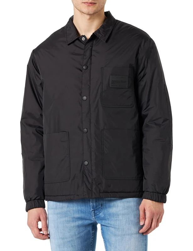 REPLAY Men's Anorak with Button Placket, Black 098, XXL