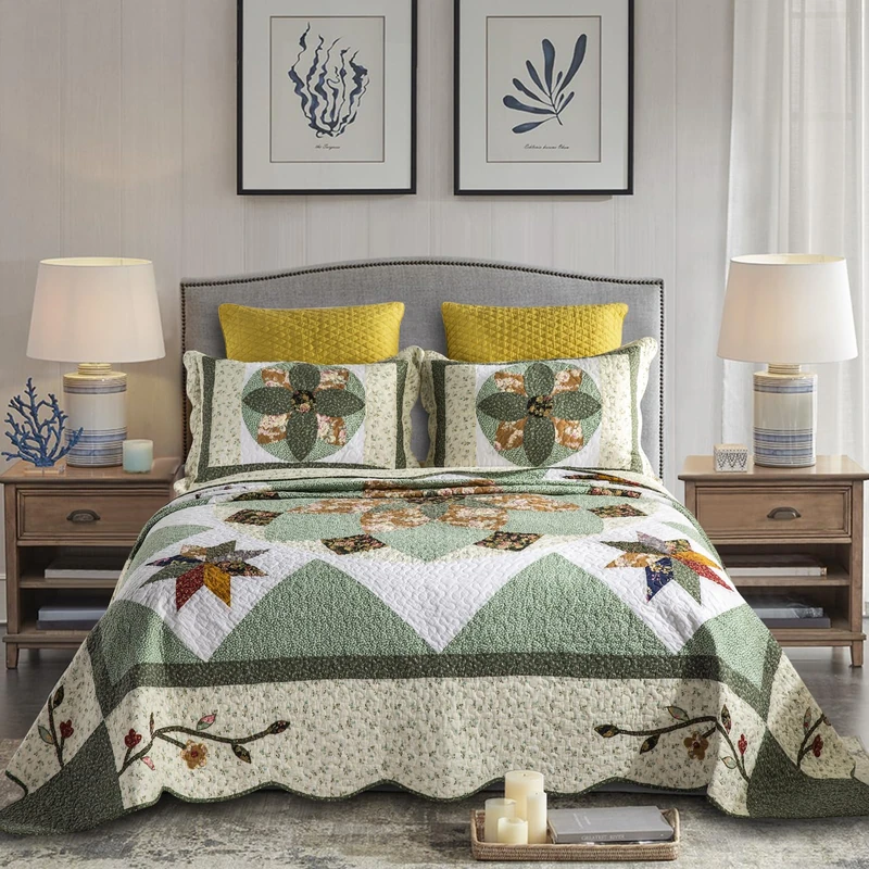 YAYIDAY Quilt King Size Patchwork Bedspread Set