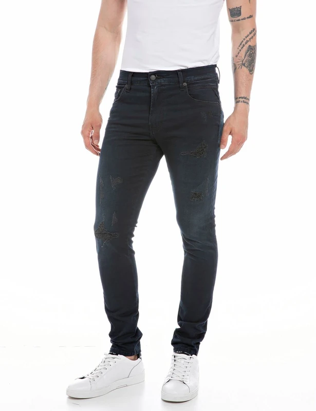 REPLAY Adult M1021 Mickym Hyperflex Jeans, Dark Blue 007, 33W / 34L
