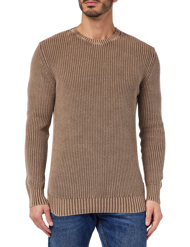 Replay Men's Knitted Cotton Jumper, Brown (Light Mud 569), XL