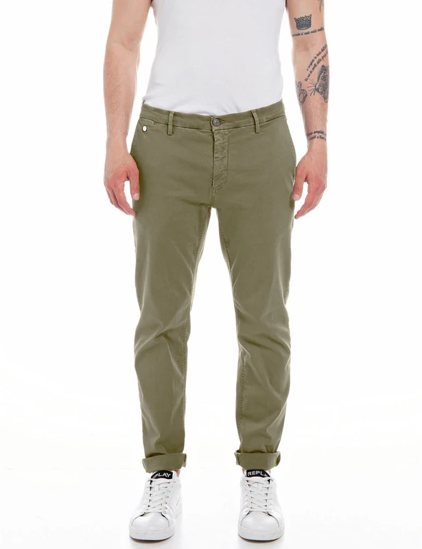 Replay Men's Hyperchino Benni Regular-Fit Hyperflex with Stretch, Green (Light Military 833), W30 x L34