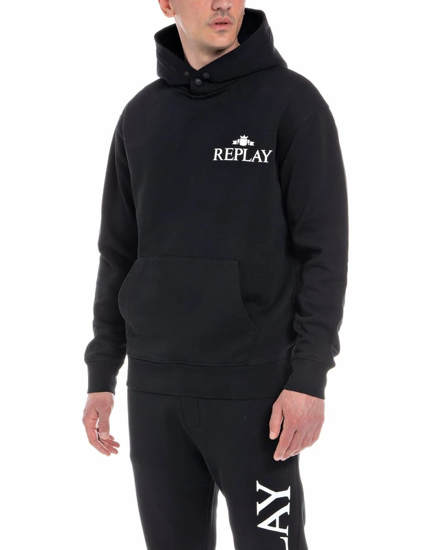 REPLAY Men's M6531 Hooded Sweatshirt, Black 098, 3XL