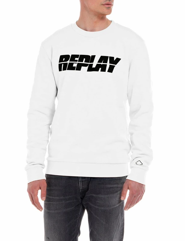 REPLAY Men's M6522 Sweatshirt, Chalk 801, XL