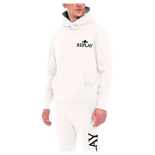 REPLAY Men's M6531 Hooded Sweatshirt, Optical White 001, XL