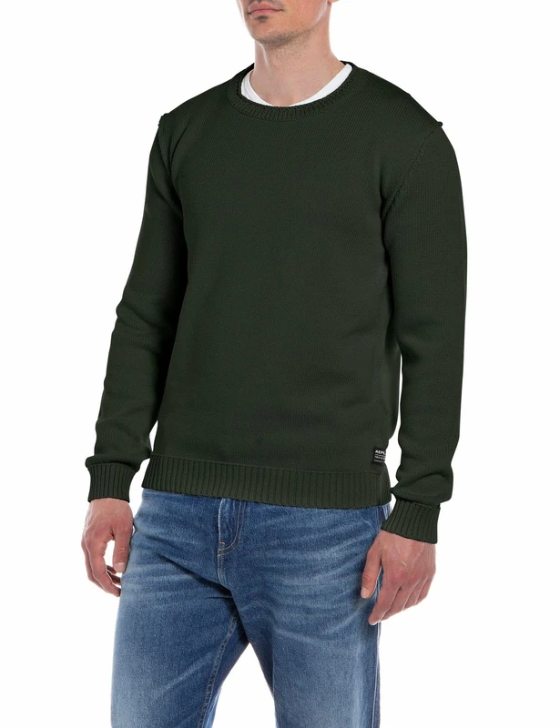 REPLAY Adult UK2753 Grmt Dyed+Enzyme Wash Sweater, Mud 212, L