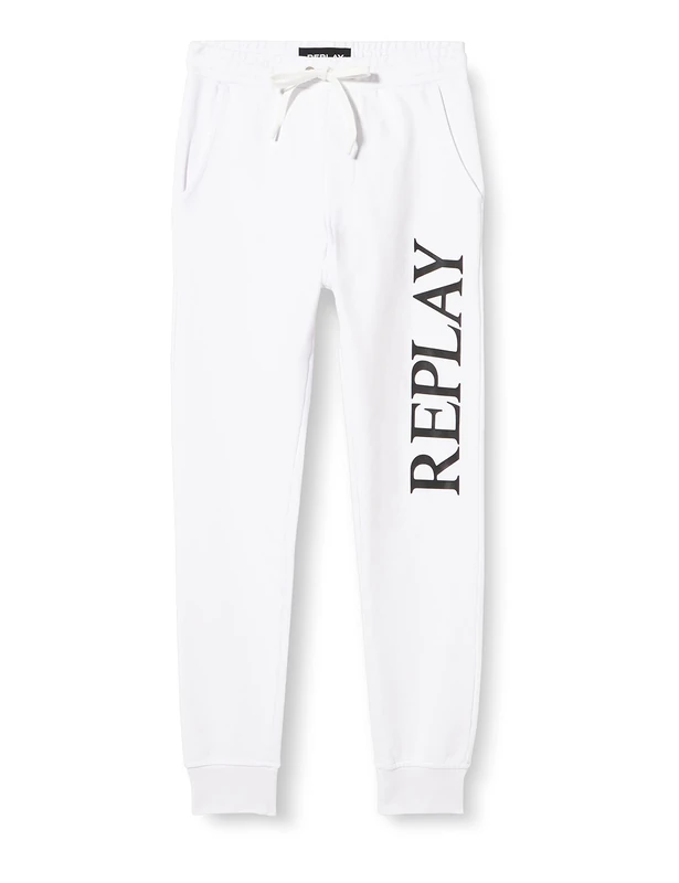 REPLAY Men's Jogging Pants with Drawstring, Optical White 001 (White), XS