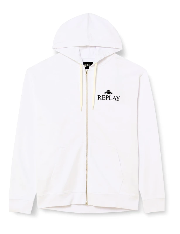 REPLAY Men's M6528 Hooded Sweatshirt, Optical White 001, L