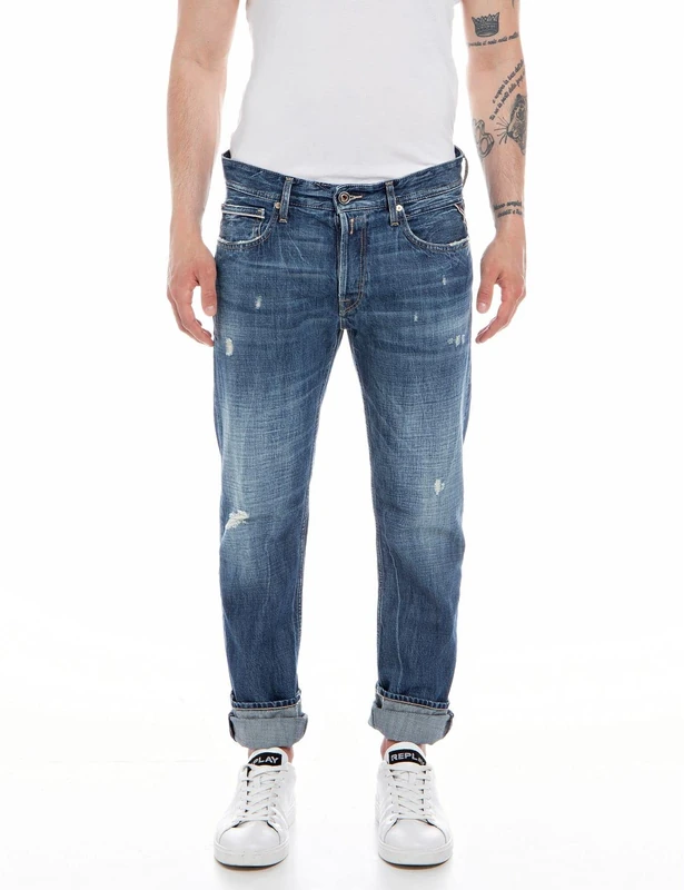 REPLAY Men's MA972Q Grover Aged Jeans, Medium Blue 009, 27W / 32L