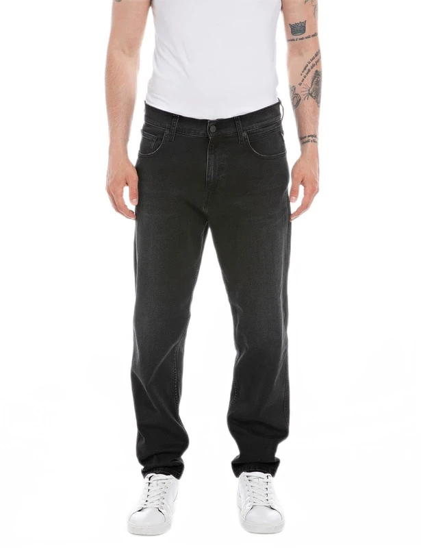 REPLAY Herren Jeans Sandot Tapered-Fit, Black 098-2 (Schwarz), 28W / 32L