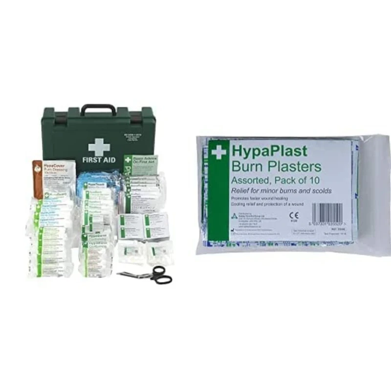 Economy Catering First Aid Kits, Large with HypaPlast Burn Plasters, Pack of 10 (Assorted)
