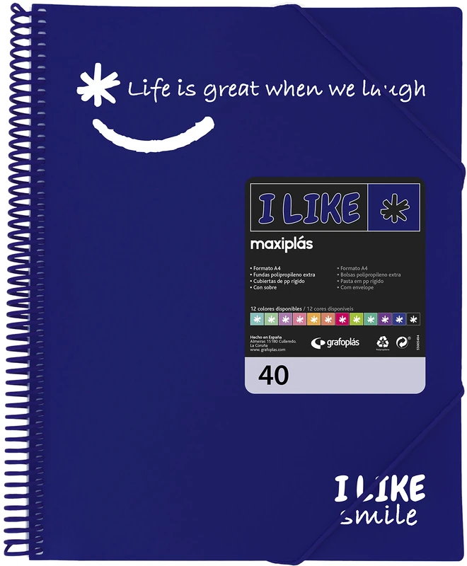 Grafoplás 39224030 A4 40 Pockets Transparent Polypropylene I Like Smile - Image 1