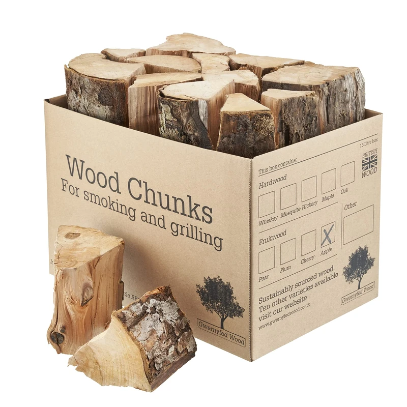 Apple Wood Chunks 3Kg (10 Litres) for Smoking Food - (Ten Great Flavours) Kiln Dried Wood - Apple Chunks for Smoking Food on BBQ’s/Barbeques.