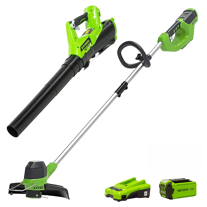 Greenworks 40V 30cm Cordless Grass Trimmer, Axial Leaf Blower with 2Ah Battery and Charger