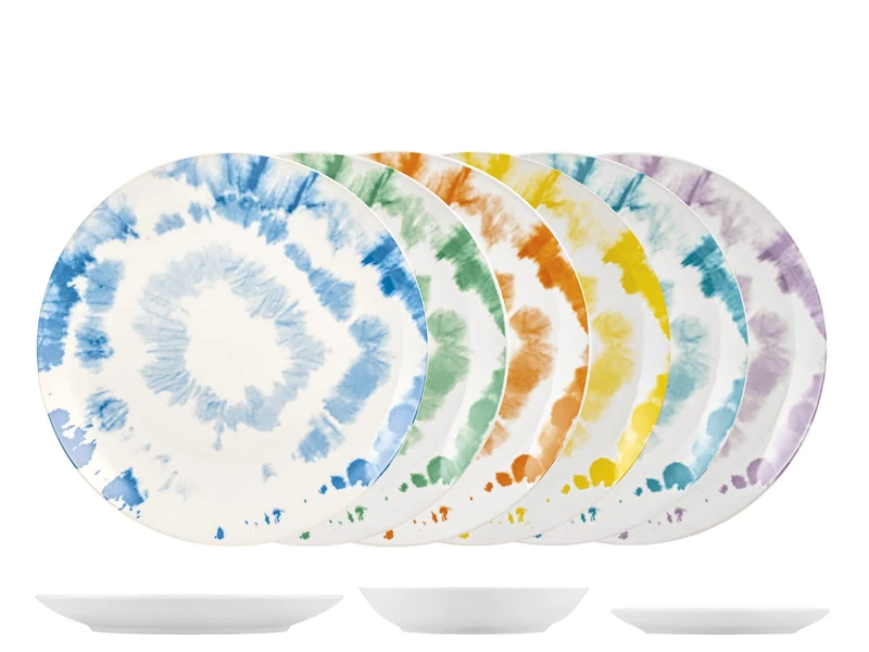 Home Tie&Bright Dinner Set, Set of 18 Pieces, Porcelain Material, Dishwasher Safe, Elegant and Modern, Multi-Colour