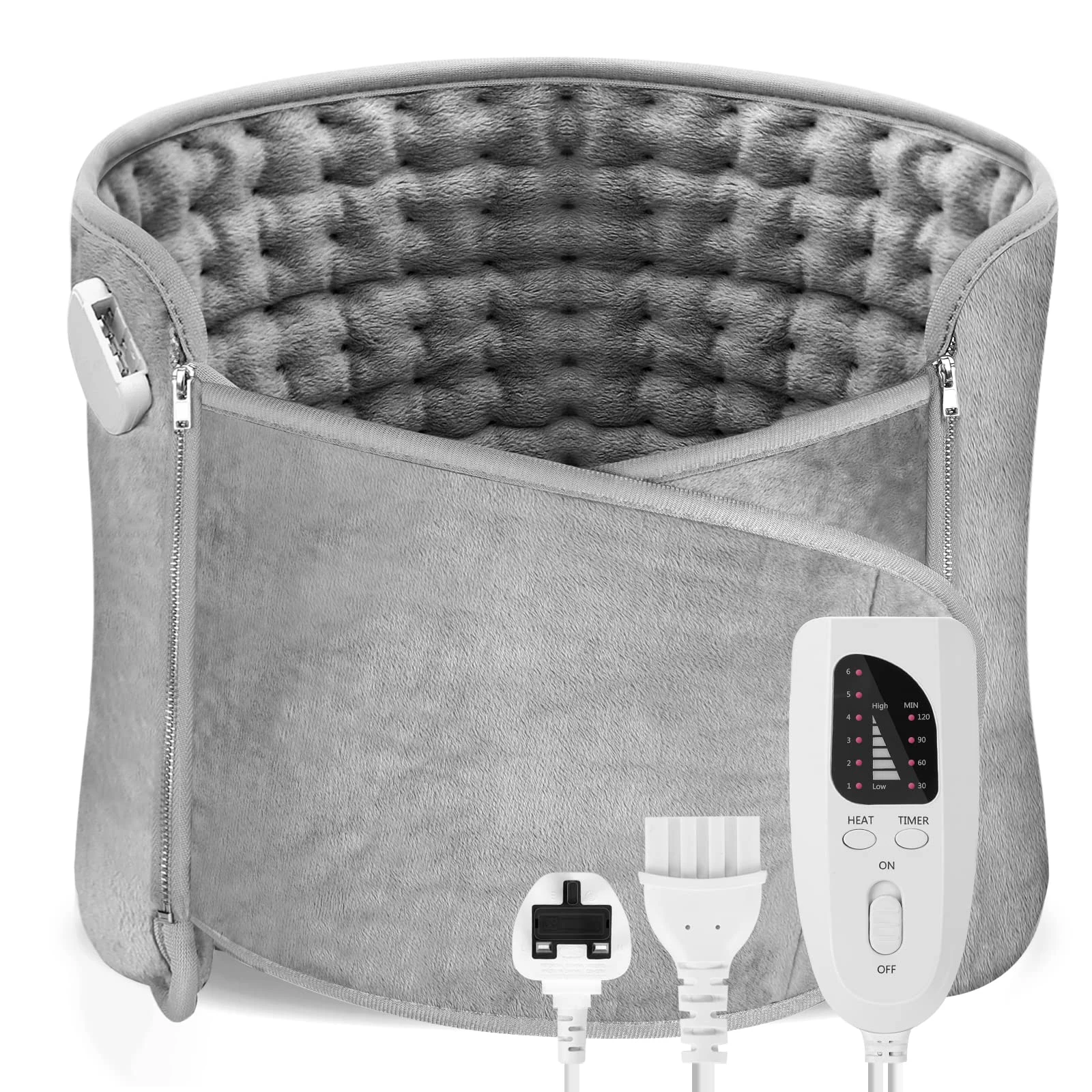 Heat Pads for Back Pain Relief, Aisutha Soft Heating Pad with Auto Shut Off and 6 Heat Level Settings, Detachable Heat Pad with Zipper Hook and Loop Fastener, Machine Washable, 12" x 48"