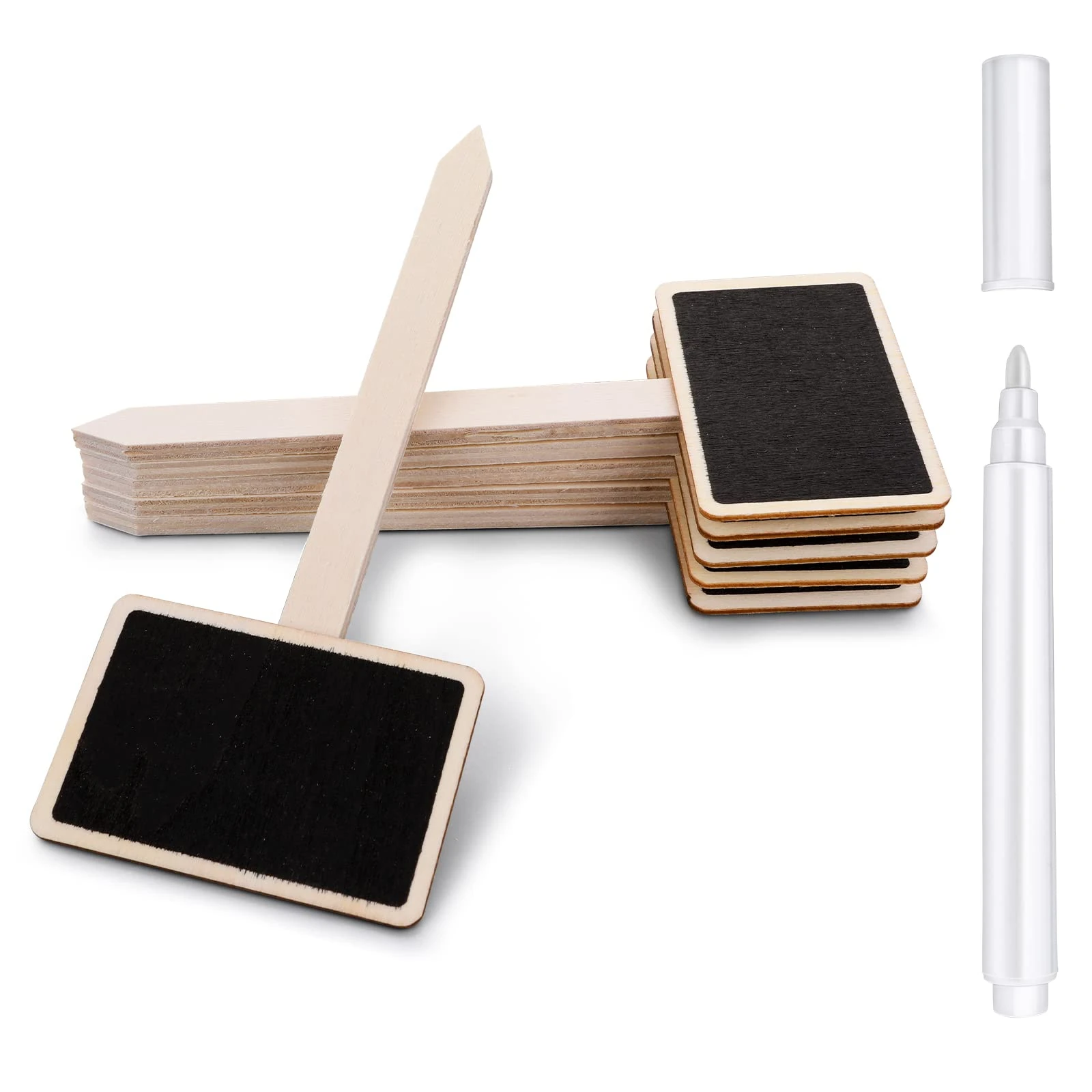 20PCS Wooden Plant Labels T-Type Chalkboard Garden Plants Marker, Garden Plant Tags with Marking Pen for Outdoor Indoor Plants Potted Seed Herbs Flowers Vegetables Labels