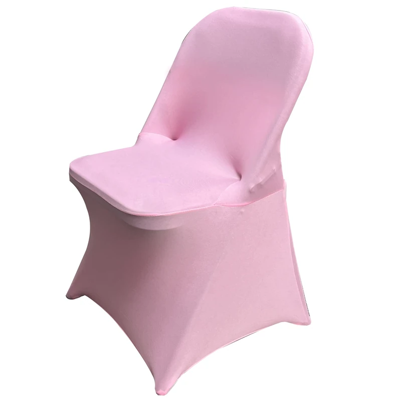 HAINARverS 30pcs Stretch Spandex Folding Chair Covers Universal Fit Chair Cover Protector for Wedding Party Banquet Holiday Celebration Decoration Elastic Chair Covers (Pink 30pcs)