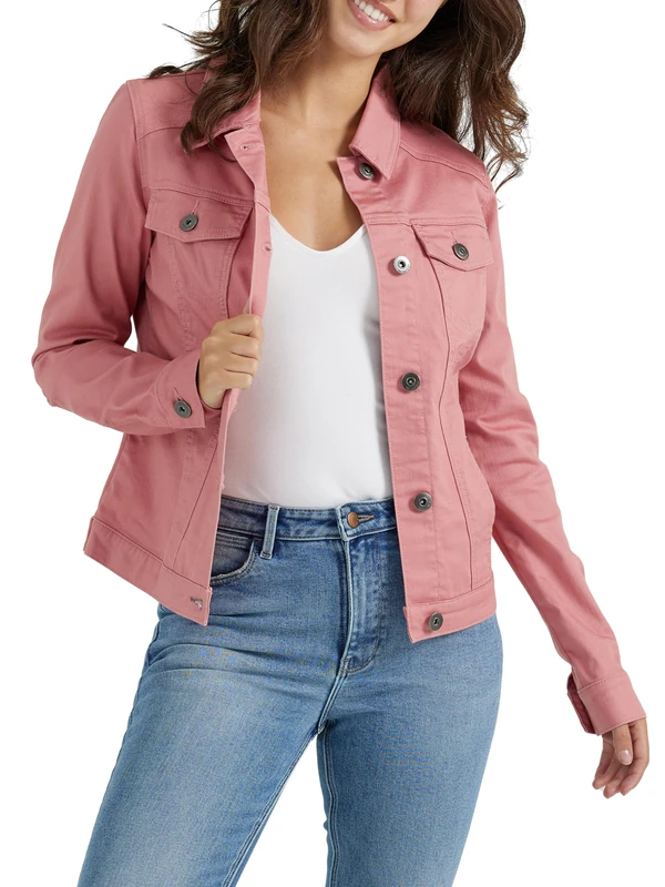 Wrangler Authentics Women's Stretch Denim Jacket, Dusty Rose, XS