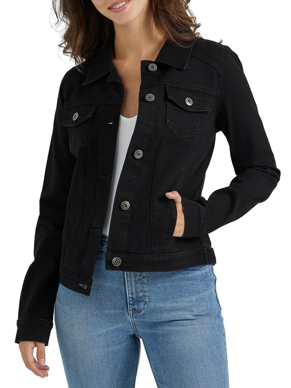 Wrangler Authentics Women's Stretch Denim Jacket, Black, XS - Image 1