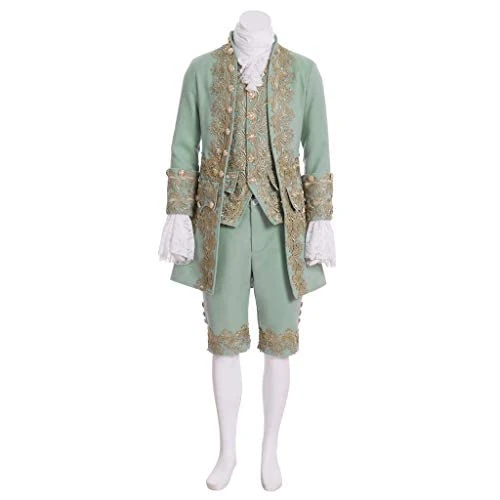 Victorian Costume Men's Rococo Costume Suit Prince Cosplay Costume for Halloween (XL, Green)