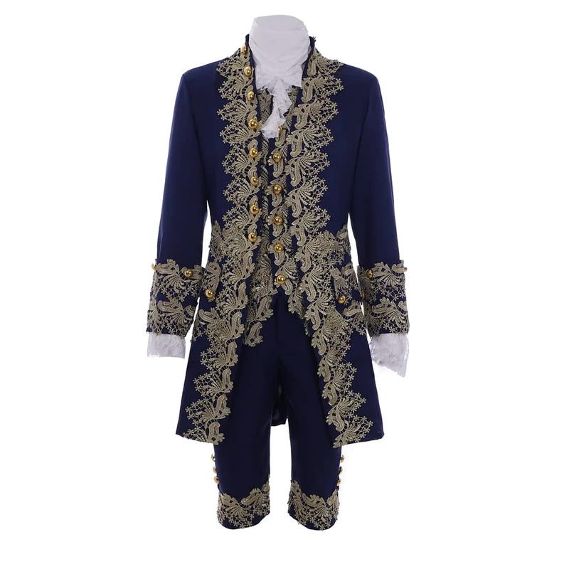 Victorian Costume Men's Rococo Costume Suit Prince Cosplay Costume for Halloween (XL, Blue)