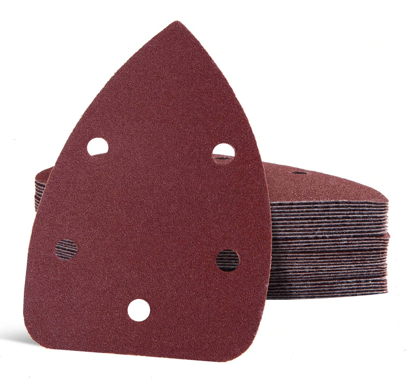 SATC Mouse Sanding Pads 30 PCS 120 Grits Triangle Sheets 140mm Durable Mouse Detail Sander Pads Dust-Free 5-Holes Electric Sander Sandpaper Hook and Loop