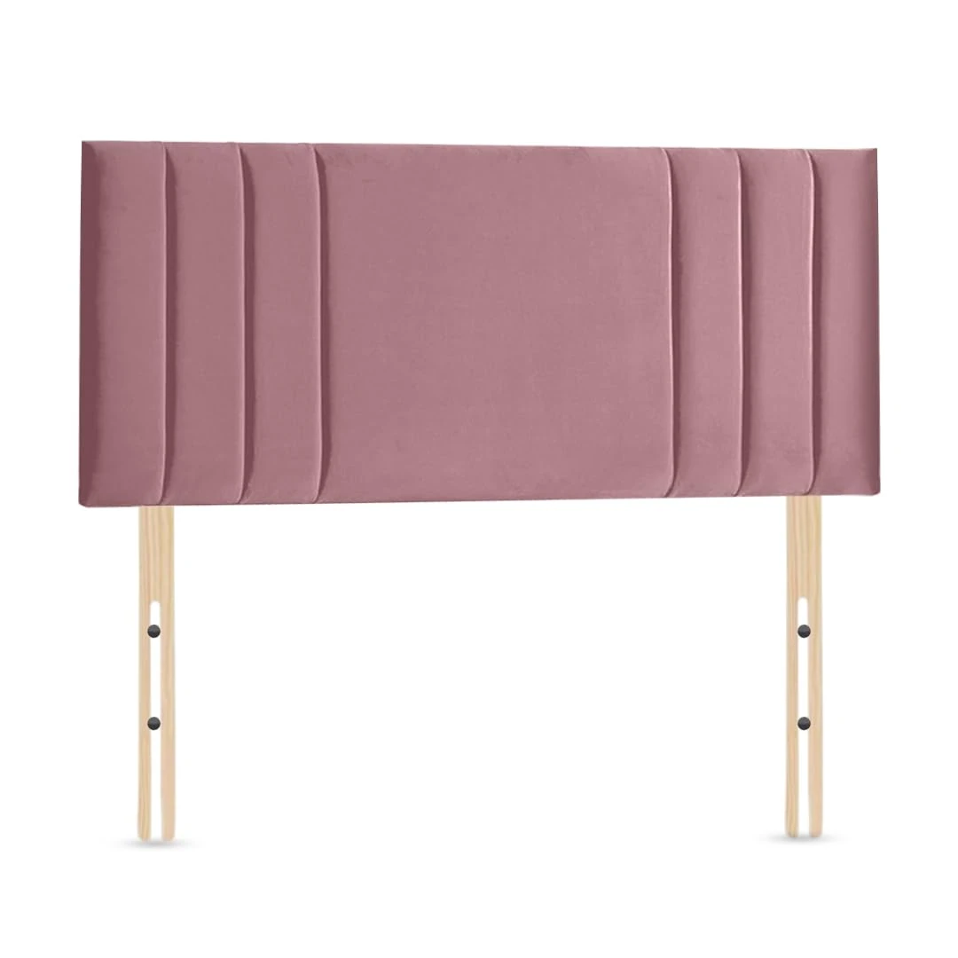 Elixir RIO 3 Divan Bed Headboard | Plush Velvet Fabric Headboards for 3ft single bed Frame | Elegant design with wooden material headboards for beds (Pink, 3ft Single Height-20inch)