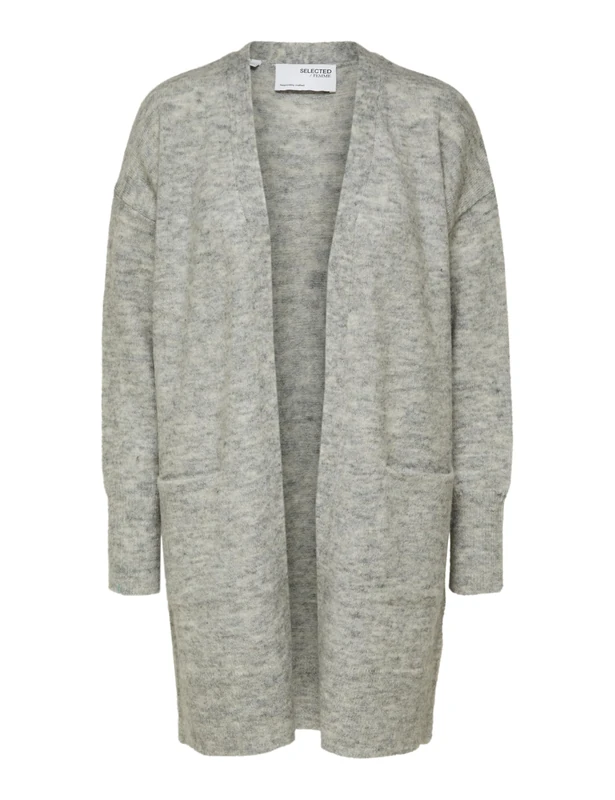 SELECTED FEMME Female Cardigan Long, Light Grey Mix, M