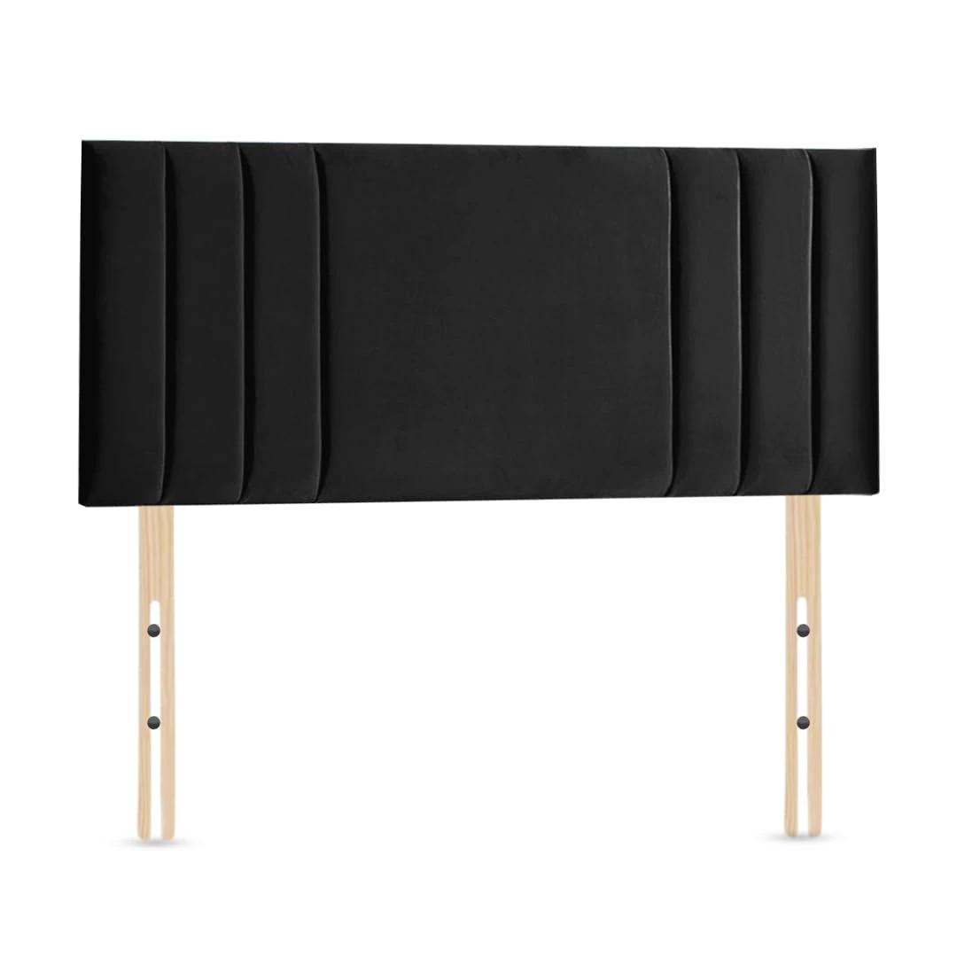 Elixir RIO 3 Divan Bed Headboard | Plush Velvet Fabric Headboards for 3ft single bed Frame | Elegant design with wooden material headboards for beds (Black, 3ft Single Height-20inch)