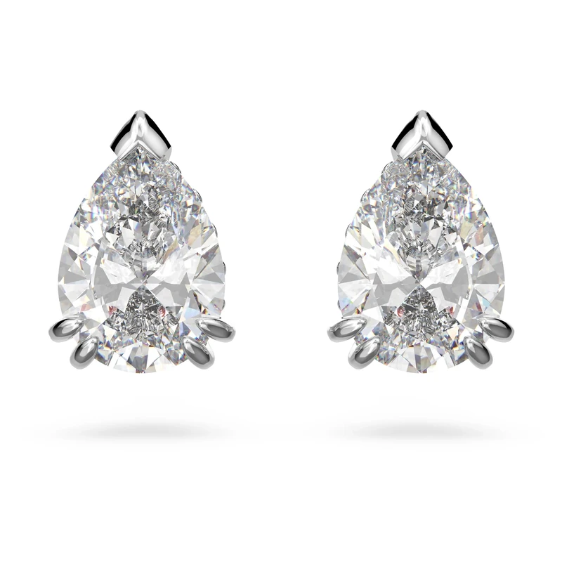 Swarovski Millenia stud earrings, Pear cut, White, Rhodium plated