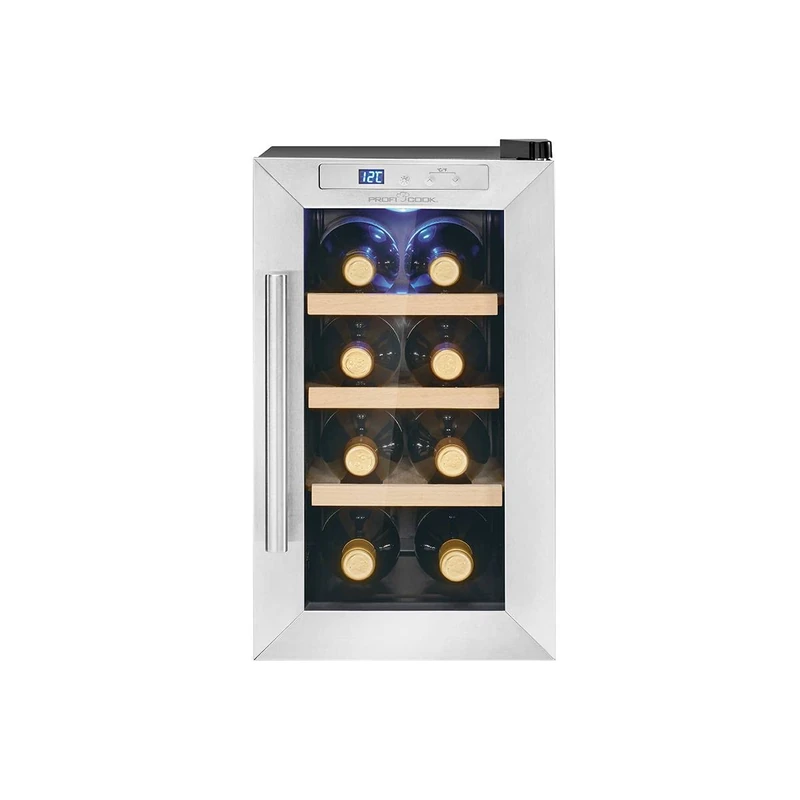 ProfiCook® 8 Bottle Wine Cooler with UV Resistant Glass Door, Wine Cooler with LED Lighting and 4 Storage Levels, 11-18°C, 23L - PC-WK 1233 - Image 1