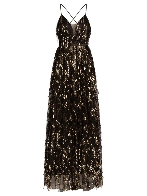 ApartFashion Women's Casual Night Out Dress, Black Gold, S