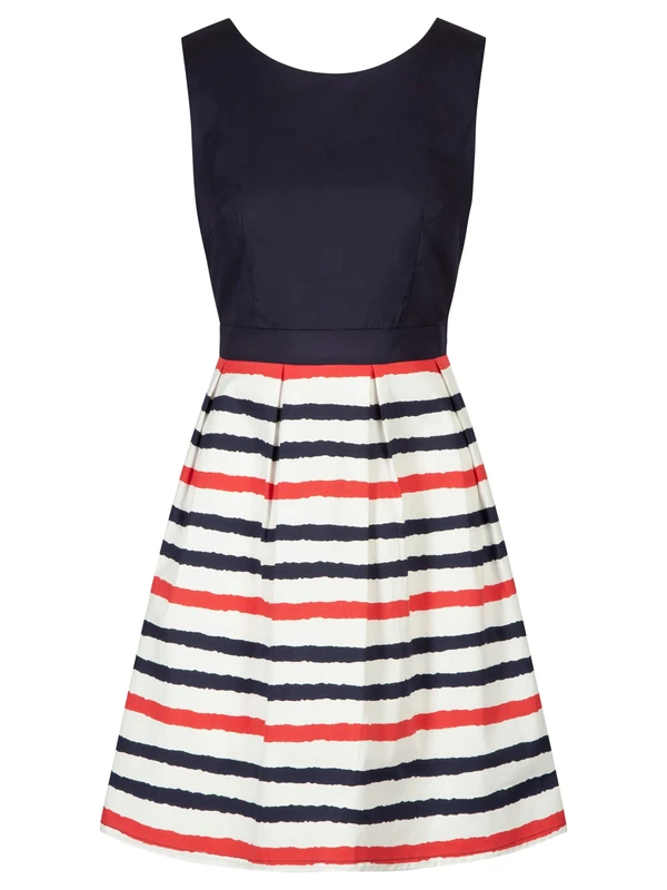 ApartFashion Women's L ssige Evening Dress, Blue-Red-White, Blue/Red/White, M