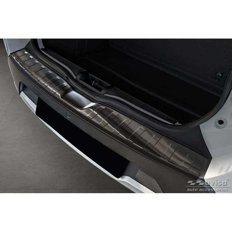 Avisa Black Stainless Steel Rear bumper protector compatible with Dacia Spring 2020- 'Ribs'