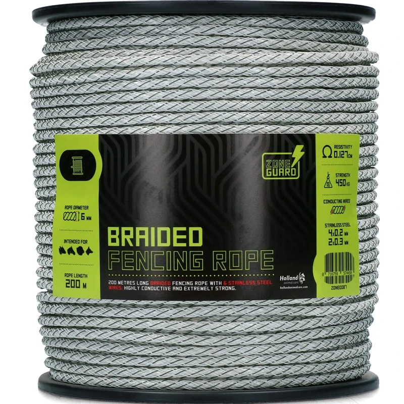 ZoneGuard Health Care Supplies 6mm Braided Fencing Rope White And Green 200 M