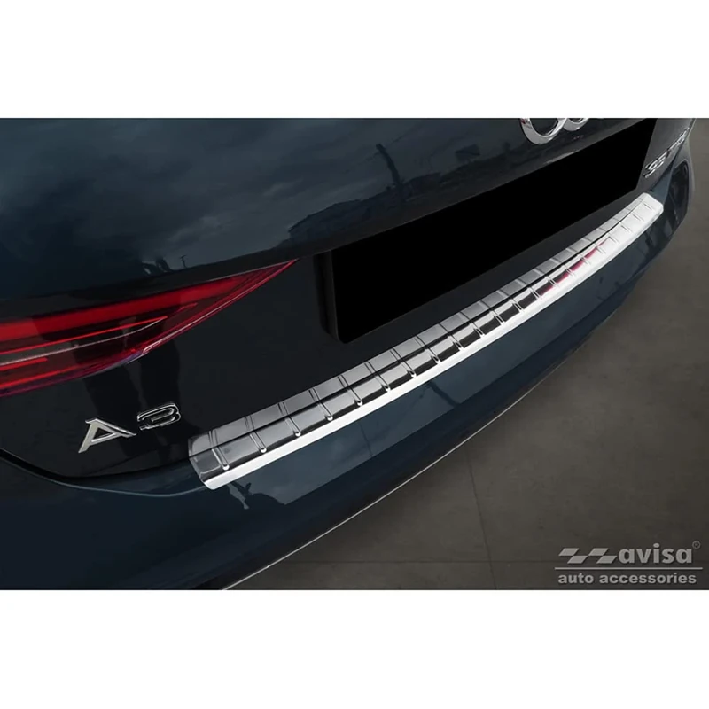 Avisa Stainless Steel Rear bumper protector compatible with Audi A3 (8Y) Sportback 2020- 'Ribs'
