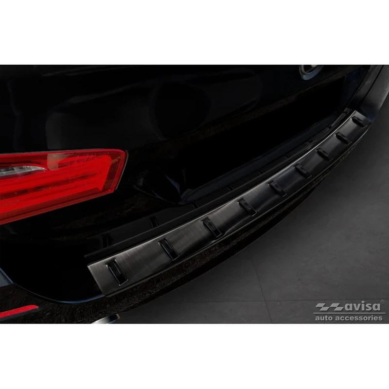 Avisa Black Stainless Steel Rear bumper protector compatible with BMW 5-Series (F11) Touring 2011-2013 & Facelift 2013-2017 'STRONG EDITION'