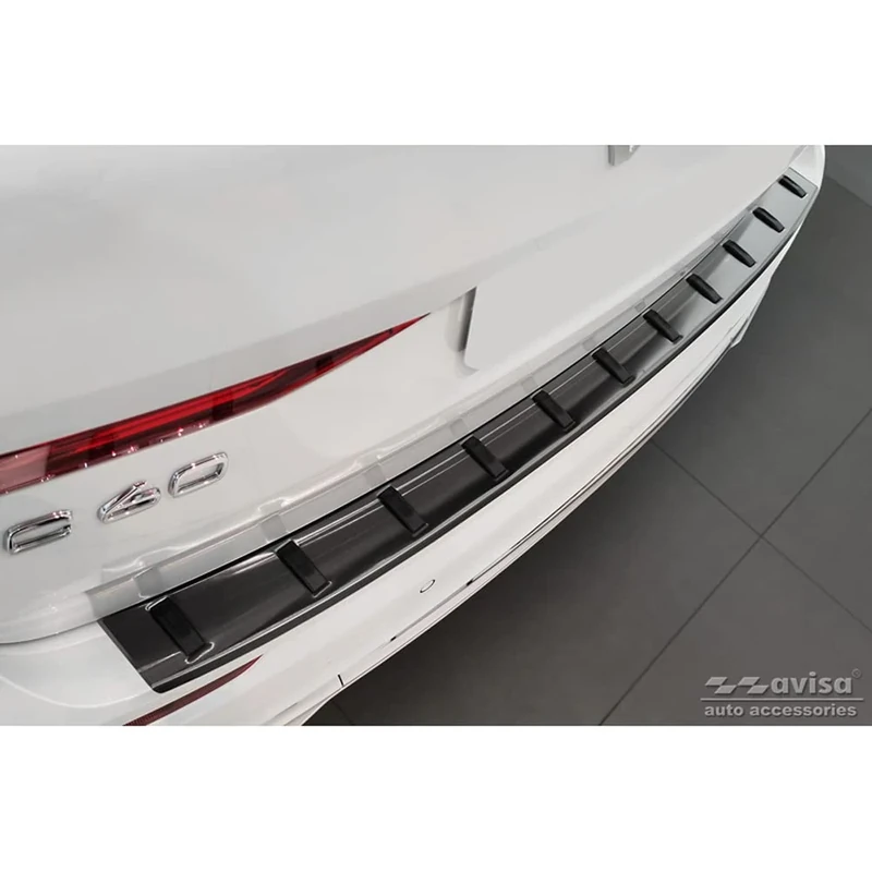 Avisa Black Stainless Steel Rear bumper protector compatible with Volvo XC60 II 2017-2021 & Facelift 2021- (incl. R-Design) 'STRONG EDITION'
