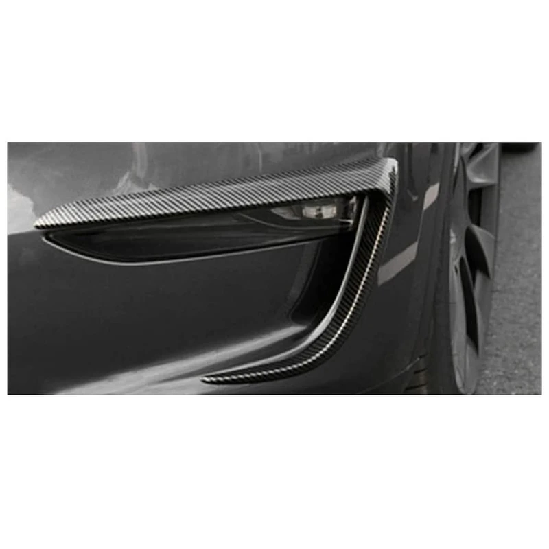AutoStyle Fog light covers/frames compatible with Tesla Model 3 2017- 'Aero' (Glossy Black ABS) - Image 1