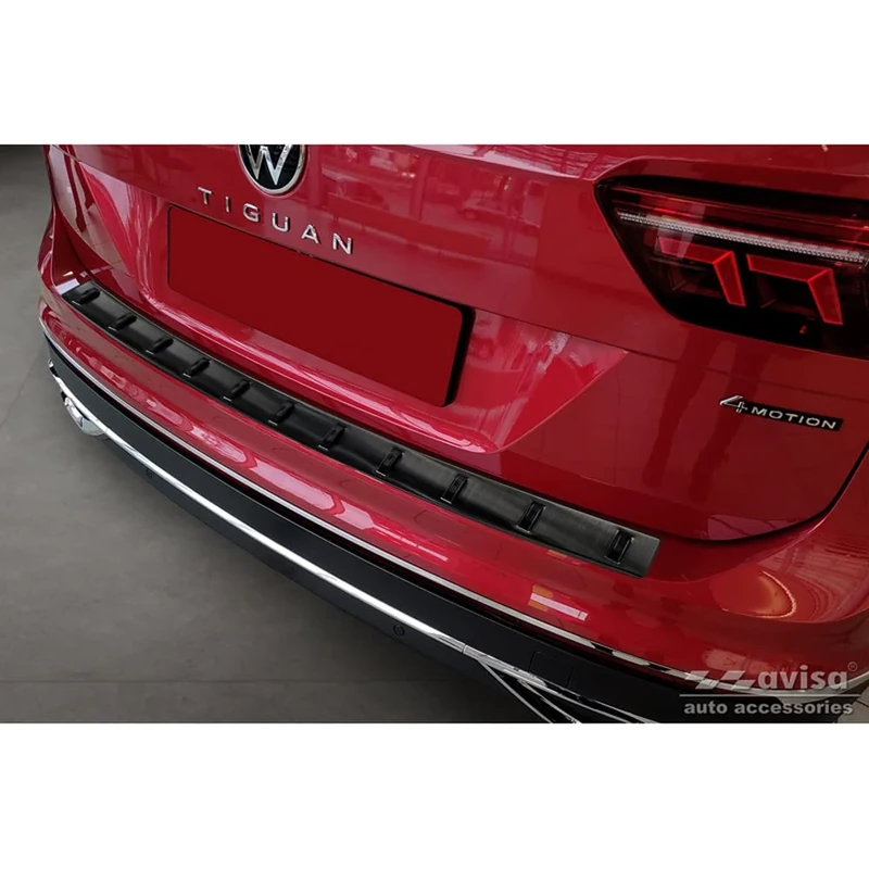 Avisa Black Stainless Steel Rear bumper protector compatible with Volkswagen Tiguan II 2016-2020 & Facelift 2020-2024 'STRONG EDITION'