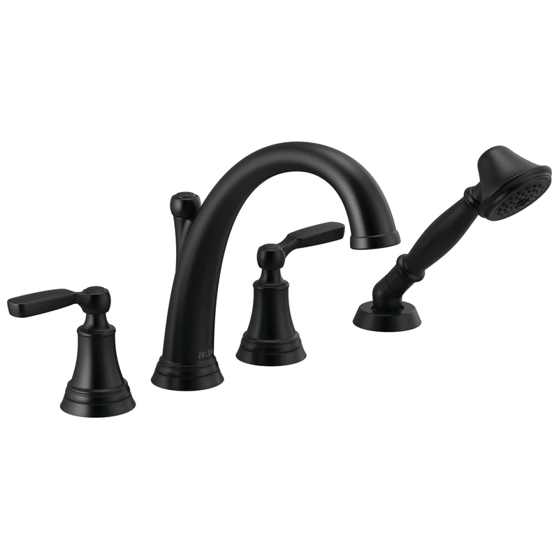 DELTA Faucet T4732-BL Woodhurst Roman Tub, Matte Black