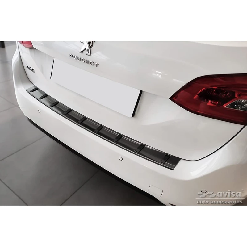 Avisa Black Stainless Steel Rear bumper protector compatible with Peugeot 308 SW II 2013-2017 & Facelift 2017-2021 'STRONG EDITION' - Image 1