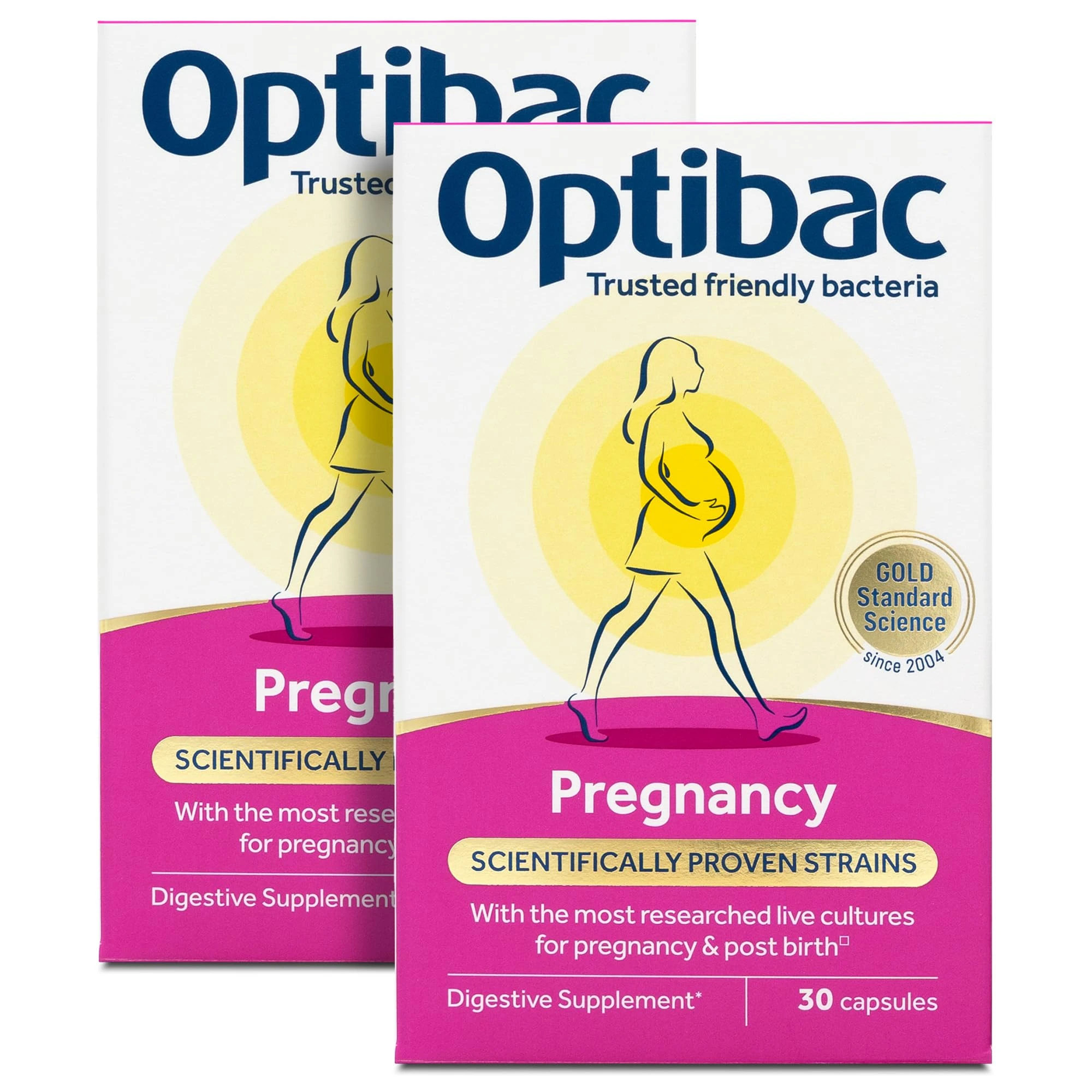 Optibac Probiotics Pregnancy - Most Researched Pregnancy Probiotics - Also for Breastfeeding & Post Birth - for Gut & Intimate Flora - 60 Vegan Capsules