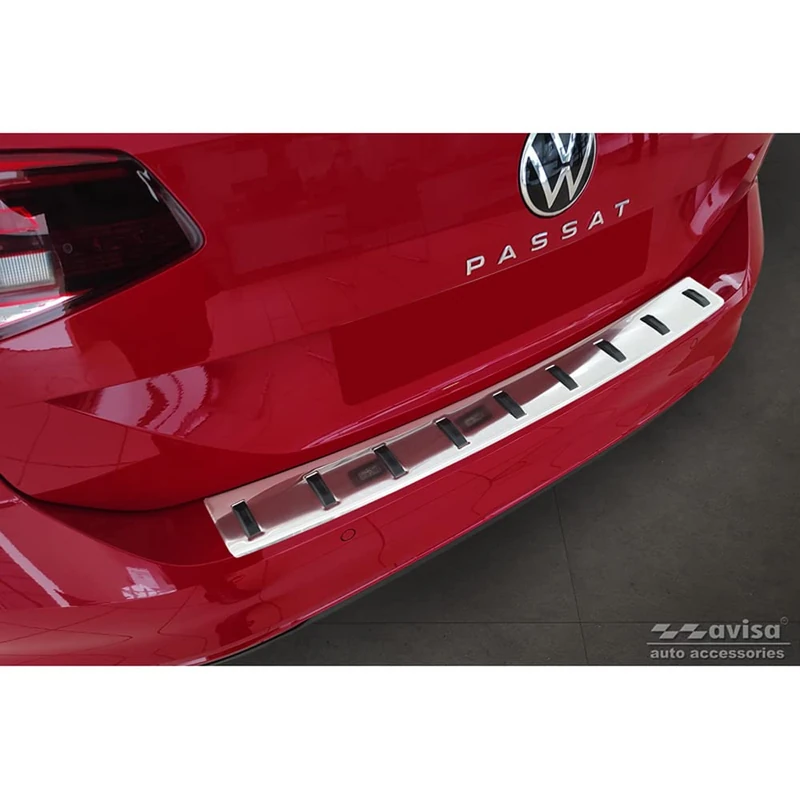 Avisa Stainless Steel Rear bumper protector compatible with Volkswagen Passat Variant 2014-2019 & Facelift 2019-2023 (incl. R-Line/Alltrack) 'STRONG EDITION'