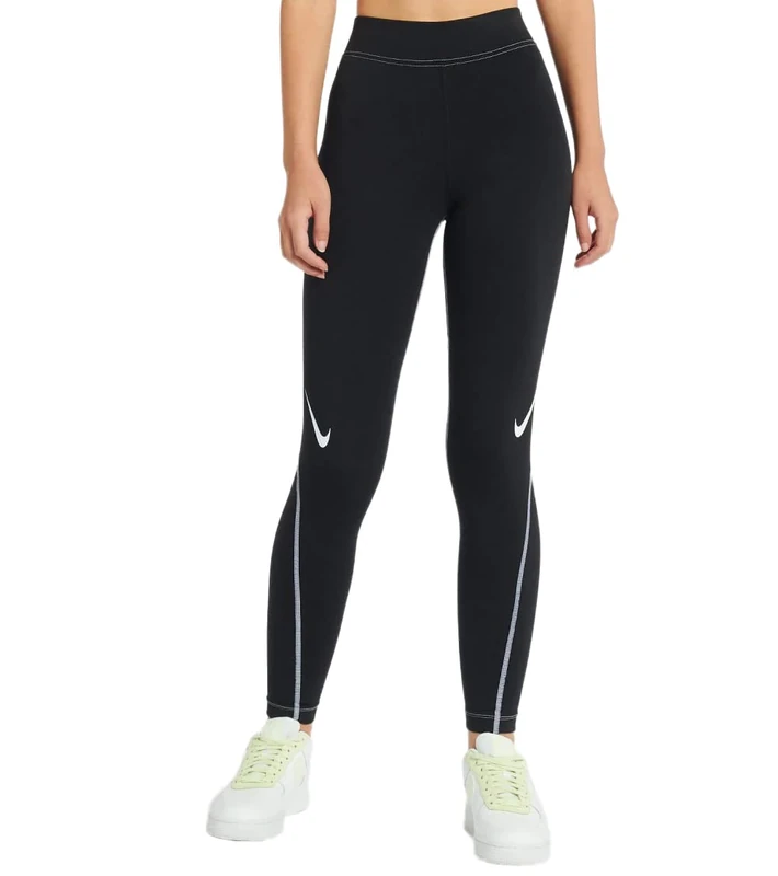 NIKE DD5588-010 W NSW SWSH GX HR LGGNG Leggings Women's Black/White/(White) Size S - Image 1