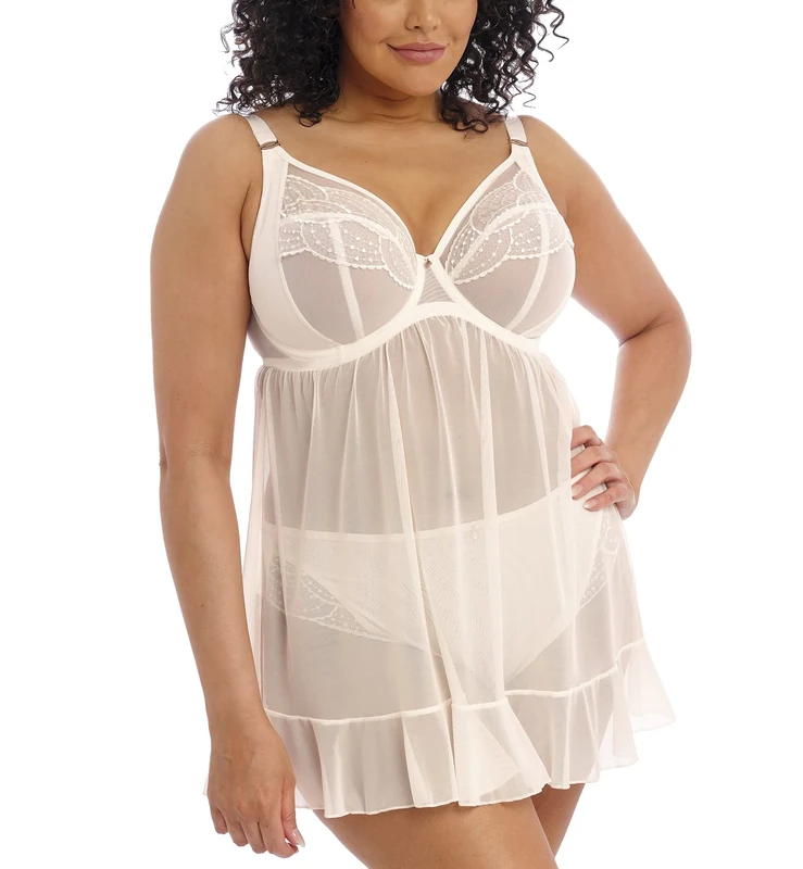 Elomi Women's Priya Underwire Babydoll Plunge Bra, Vanilla, 36HH US - Image 1