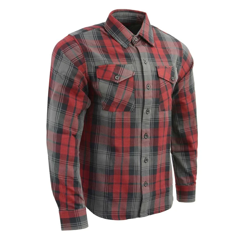 Milwaukee Leather Men's MNG11652 Black/Grey/Red Flannel Shirt, Multi, Large - Image 1