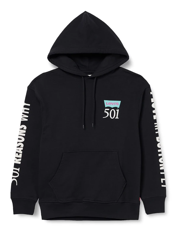 Levi's Men's Relaxed Graphic Sweatshirt Hoodie, Button Fly Hoodie Vw Caviar, L