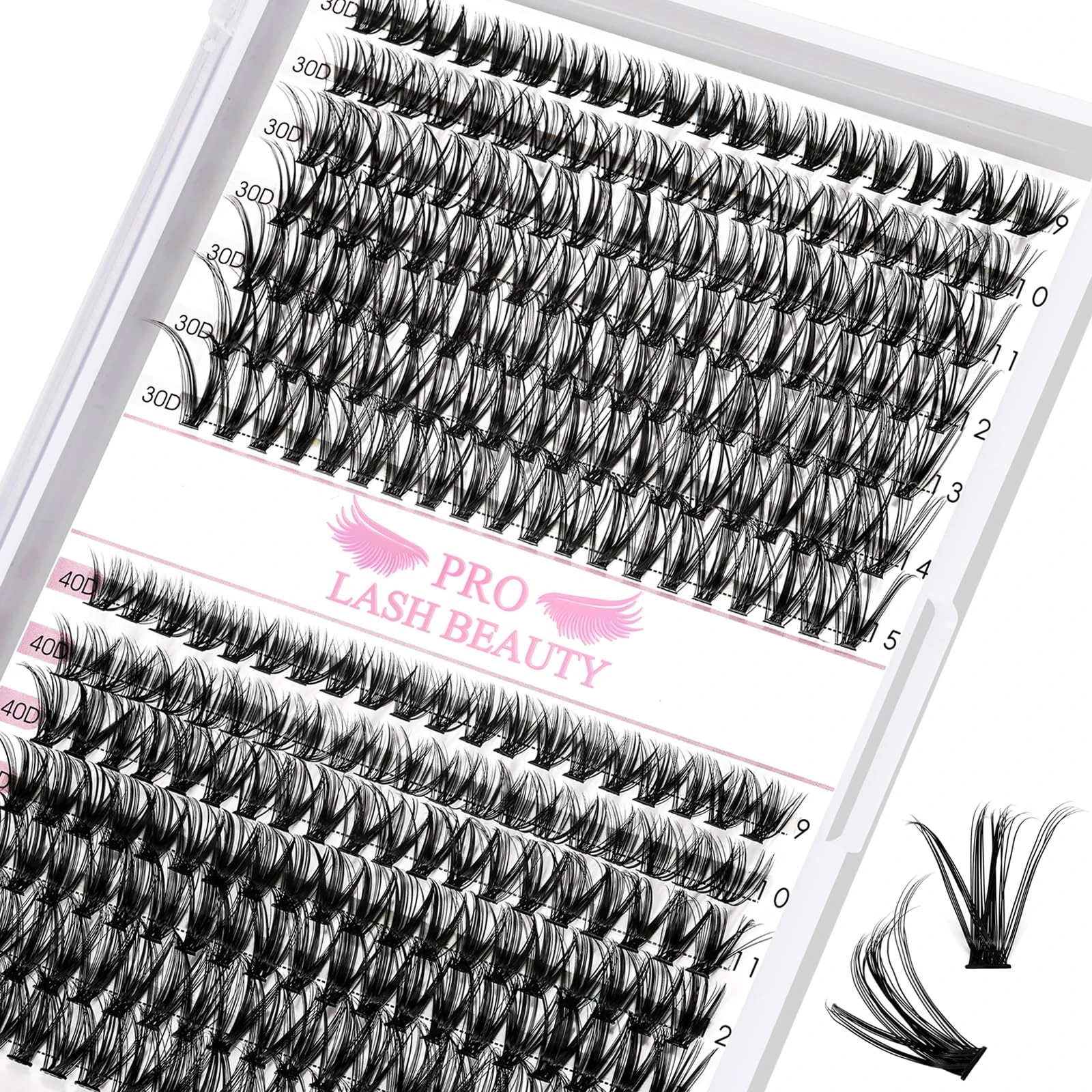 280 Pcs Individual Lashes Cluster Lashes 30D+40D C Curl 9-15Mix Lash Clusters DIY Lash Extension At Home Lashes That Look Like Eyelash Extensions (30D+40D-C,9-15mix)